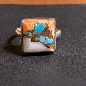 Sterling Silver Spiny Oyster Turquoise Ring